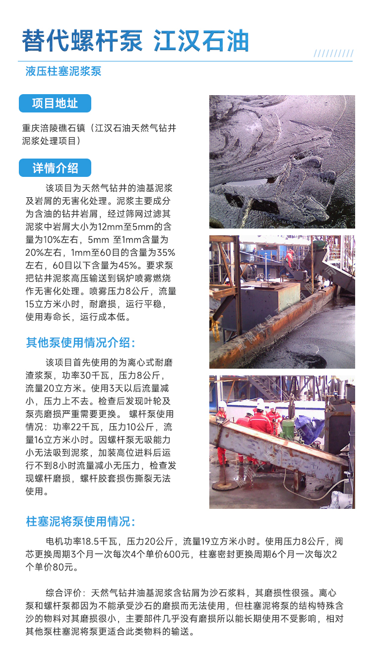 柱塞泥漿泵在石油行業(yè)替代螺桿泵